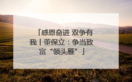 感恩奋进 双争有我丨董保立：争当致富“领头雁”